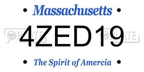4ZED19 Massachusetts License Plate