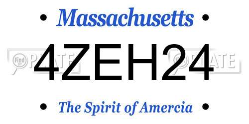 4ZEH24 Massachusetts License Plate