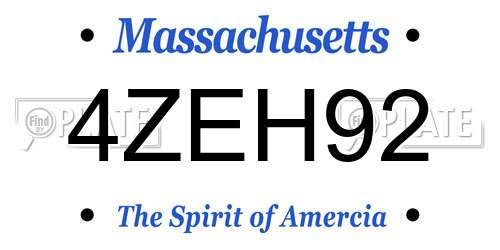 4ZEH92 Massachusetts License Plate