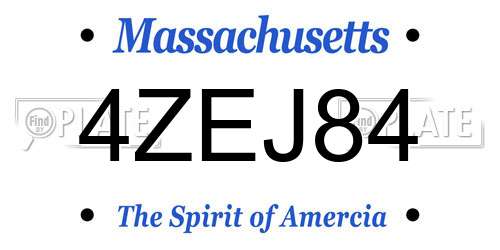 4ZEJ84 Massachusetts License Plate