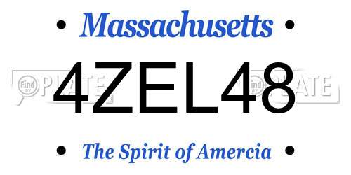 4ZEL48 Massachusetts License Plate