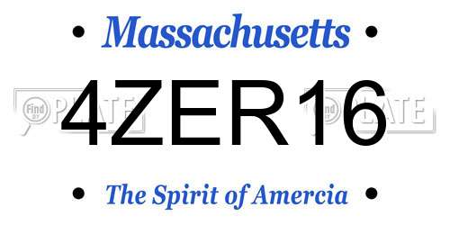 4ZER16 Massachusetts License Plate
