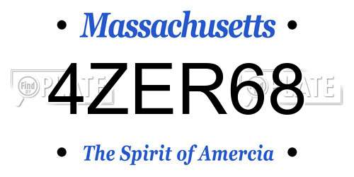4ZER68 Massachusetts License Plate