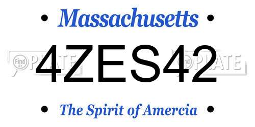 4ZES42 Massachusetts License Plate