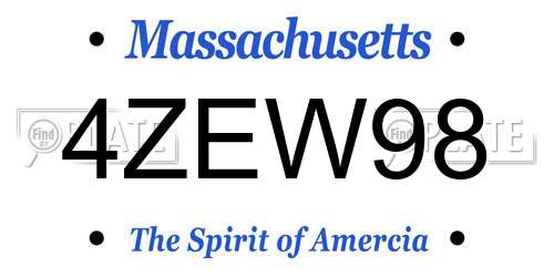 4ZEW98 Massachusetts License Plate