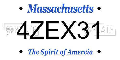 4ZEX31 Massachusetts License Plate