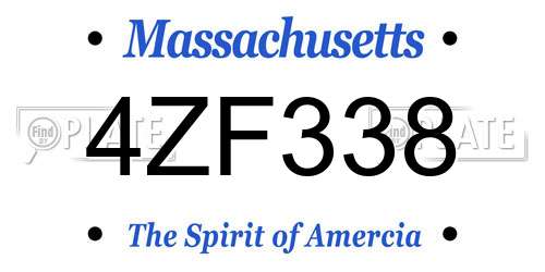 4ZF338 Massachusetts License Plate