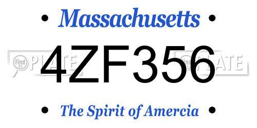 4ZF356 Massachusetts License Plate
