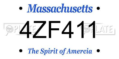 4ZF411 Massachusetts License Plate