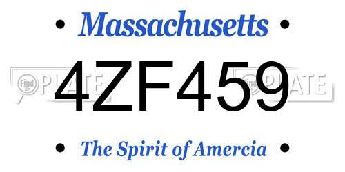 4ZF459 Massachusetts License Plate