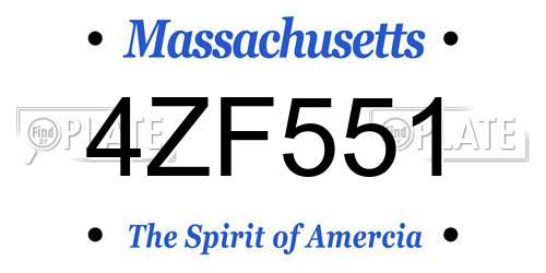4ZF551 Massachusetts License Plate