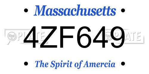 4ZF649 Massachusetts License Plate