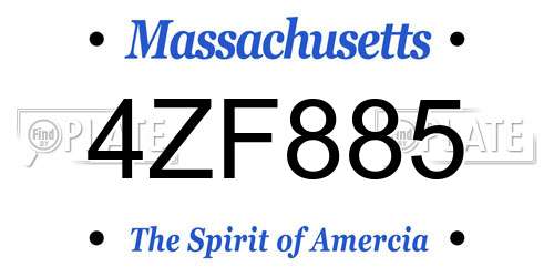 4ZF885 Massachusetts License Plate