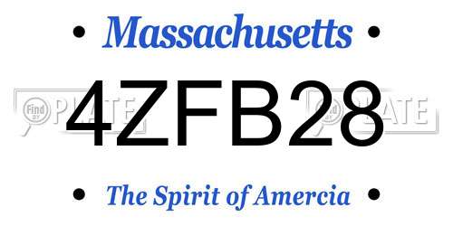 4ZFB28 Massachusetts License Plate