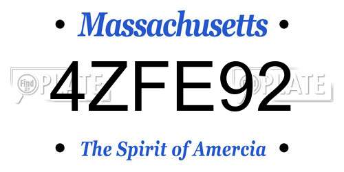 4ZFE92 Massachusetts License Plate