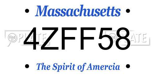 4ZFF58 Massachusetts License Plate