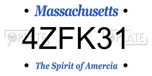 4ZFK31 Massachusetts License Plate