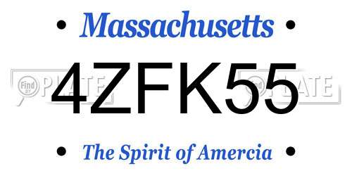 4ZFK55 Massachusetts License Plate