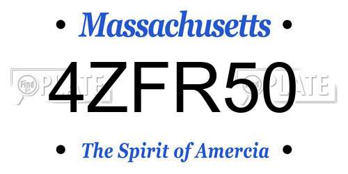 4ZFR50 Massachusetts License Plate