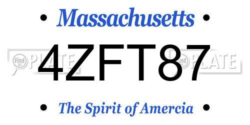 4ZFT87 Massachusetts License Plate