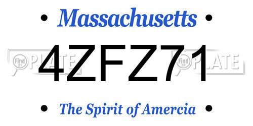 4ZFZ71 Massachusetts License Plate