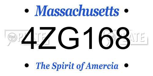 4ZG168 Massachusetts License Plate