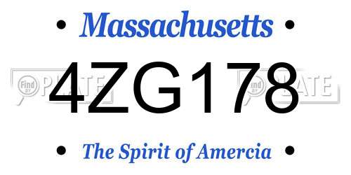 4ZG178 Massachusetts License Plate