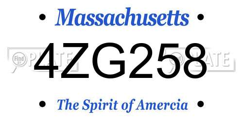 4ZG258 Massachusetts License Plate