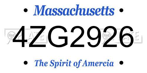 4ZG2926 Massachusetts License Plate