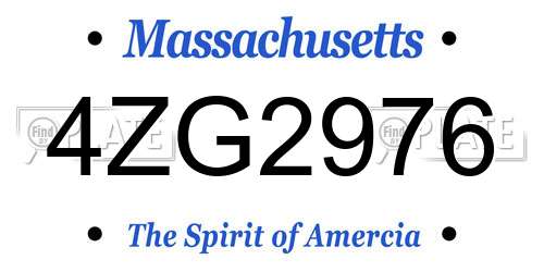 4ZG2976 Massachusetts License Plate