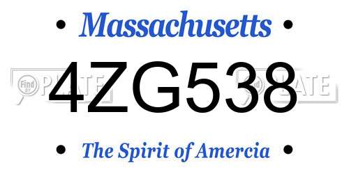 4ZG538 Massachusetts License Plate