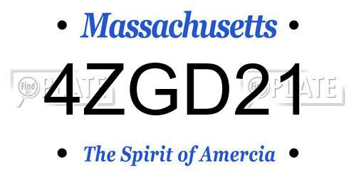 4ZGD21 Massachusetts License Plate