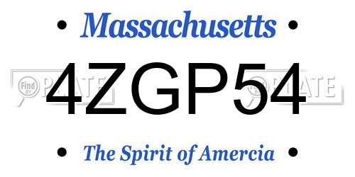 4ZGP54 Massachusetts License Plate