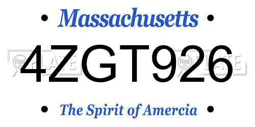 4ZGT926 Massachusetts License Plate