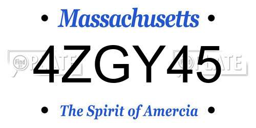 4ZGY45 Massachusetts License Plate