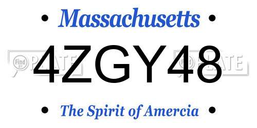 4ZGY48 Massachusetts License Plate