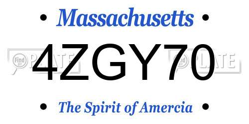 4ZGY70 Massachusetts License Plate