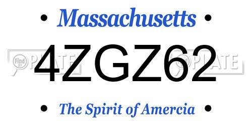 4ZGZ62 Massachusetts License Plate