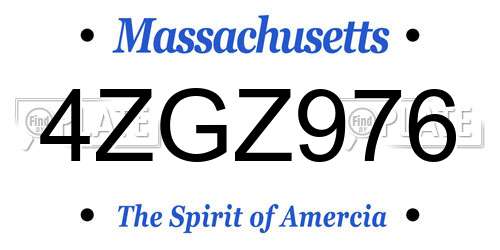 4ZGZ976 Massachusetts License Plate