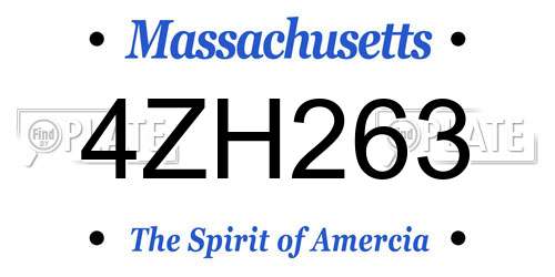 4ZH263 Massachusetts License Plate