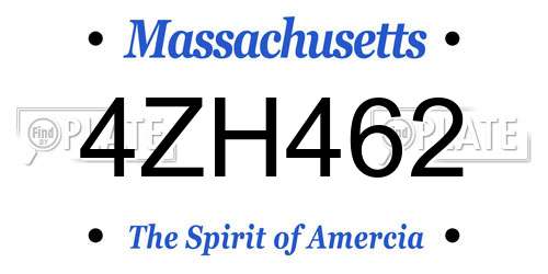4ZH462 Massachusetts License Plate