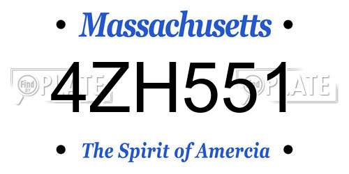4ZH551 Massachusetts License Plate