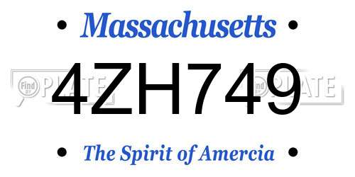 4ZH749 Massachusetts License Plate