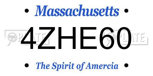 4ZHE60 Massachusetts License Plate
