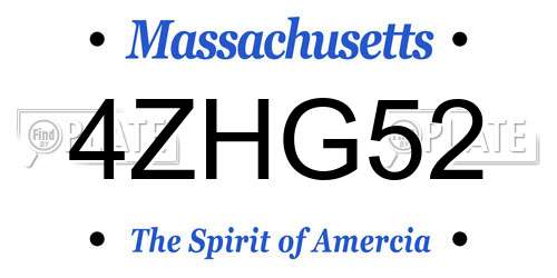 4ZHG52 Massachusetts License Plate