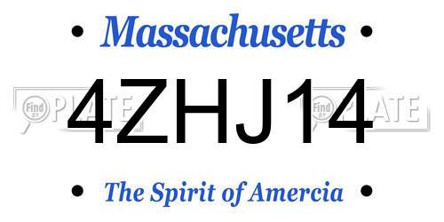 4ZHJ14 Massachusetts License Plate