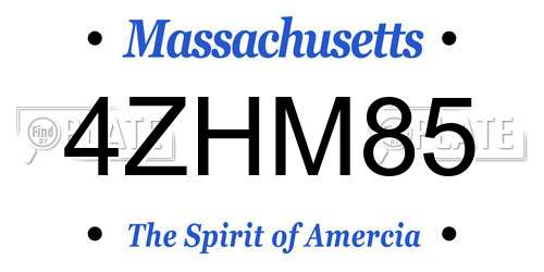 4ZHM85 Massachusetts License Plate