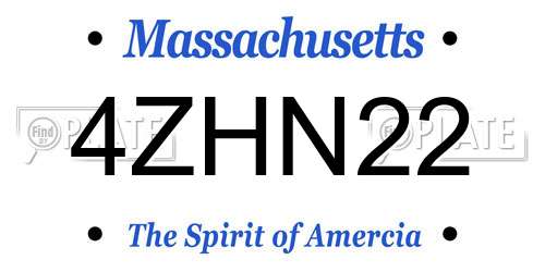 4ZHN22 Massachusetts License Plate