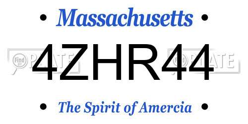 4ZHR44 Massachusetts License Plate