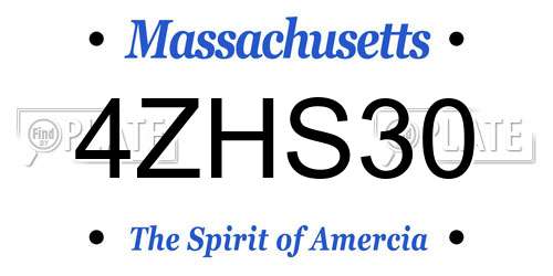 4ZHS30 Massachusetts License Plate